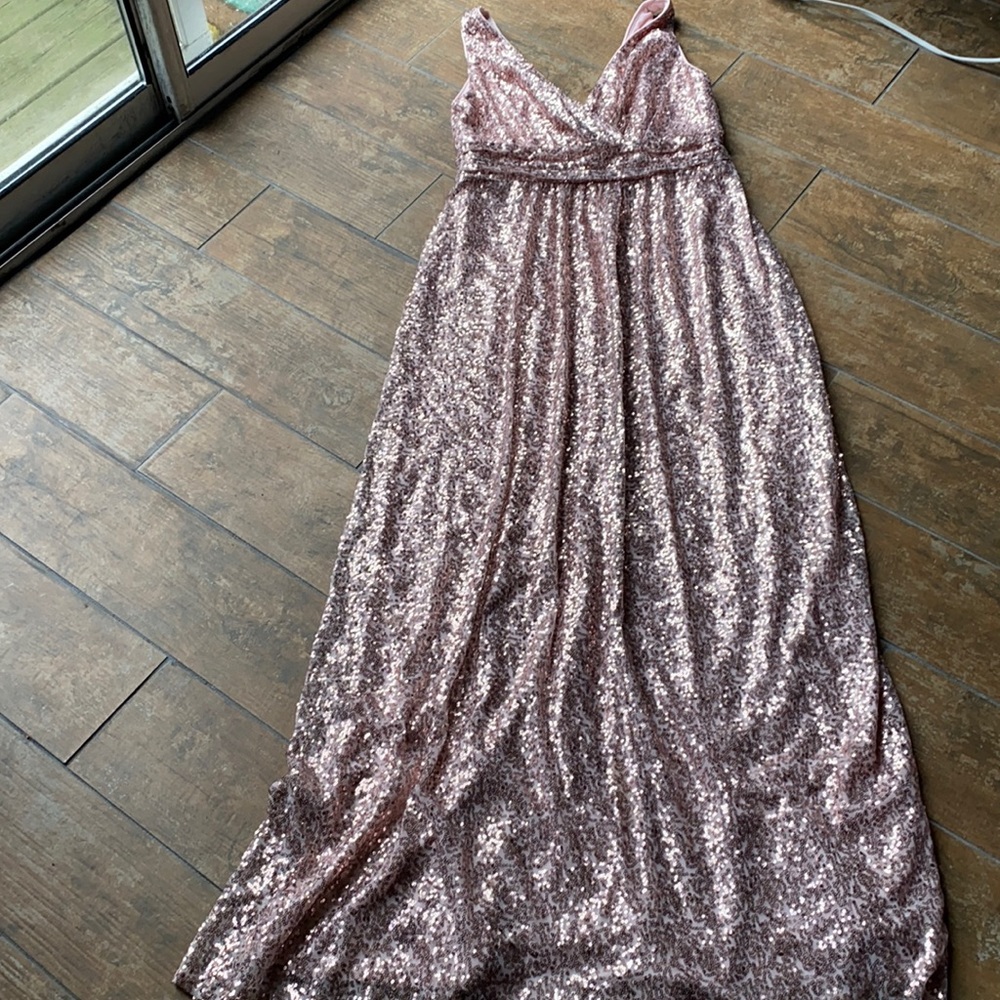 David’s bridal pink sequin gown. Size 10.